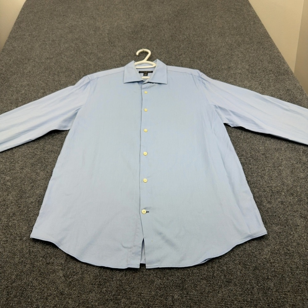 Banana Republic Shirt Men 16 Blue Cotton Fitted Long Sleeve Button Down Business